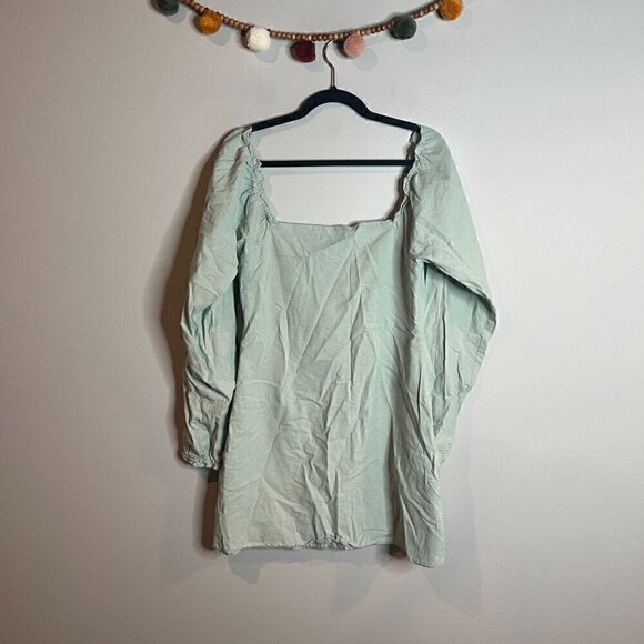 Girl and the Sun sage green long sleeve button dress - Picture 6 of 6